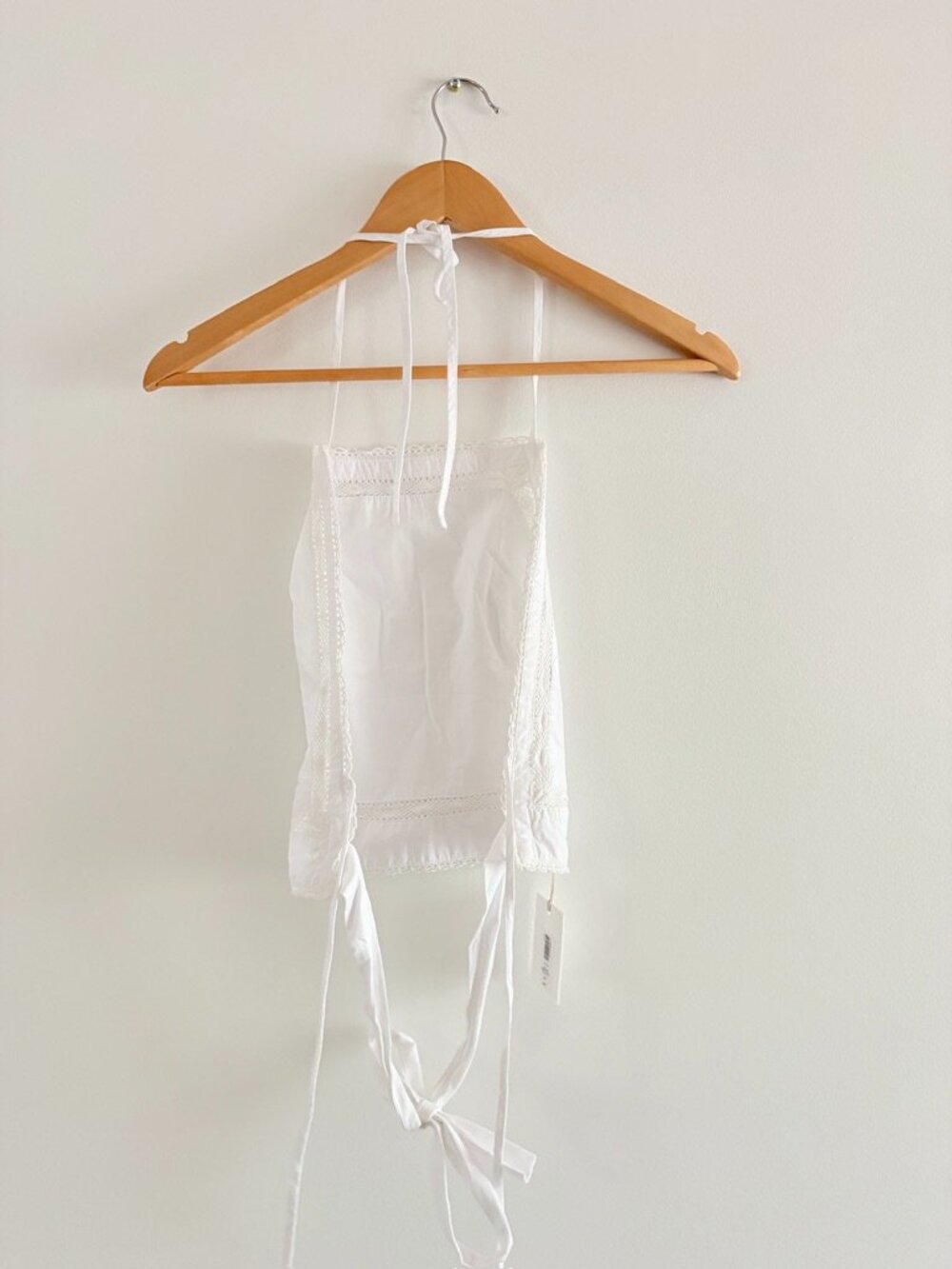 Aritzia Wilfred Winslow Poplin Halter Top NWT Crop Top Open Back White Sz Small - Picture 7 of 9